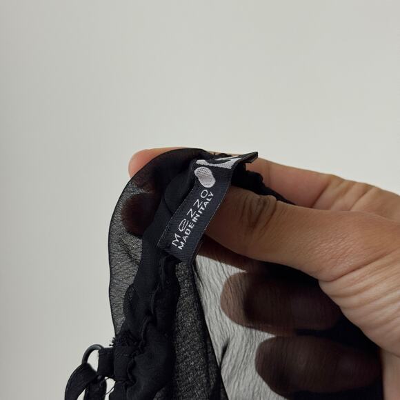 Vintage Italian Black Sheer Mesh Sequin Floral Beaded Cami Top (S/M) - Picture 12 of 12